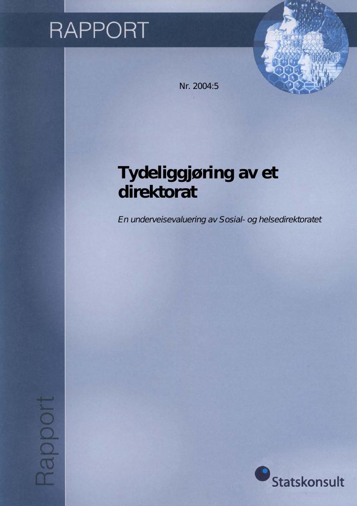 Forsiden av dokumentet Tydeliggjoring av et direktorat