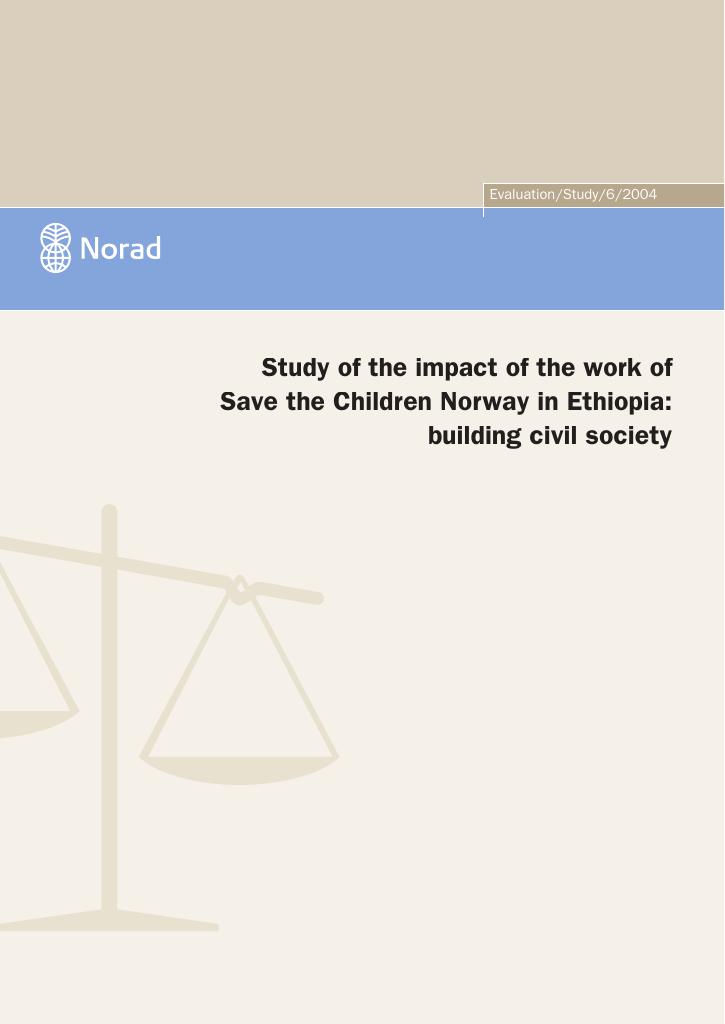 Forsiden av dokumentet Study of the Impact of the Work of Save the Children Norway in Ethiopia: Building Civil Society 