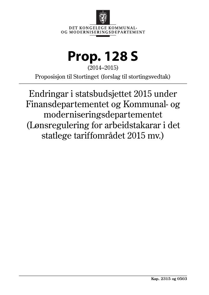 Forsiden av dokumentet Prop. 128 S (2014–2015)