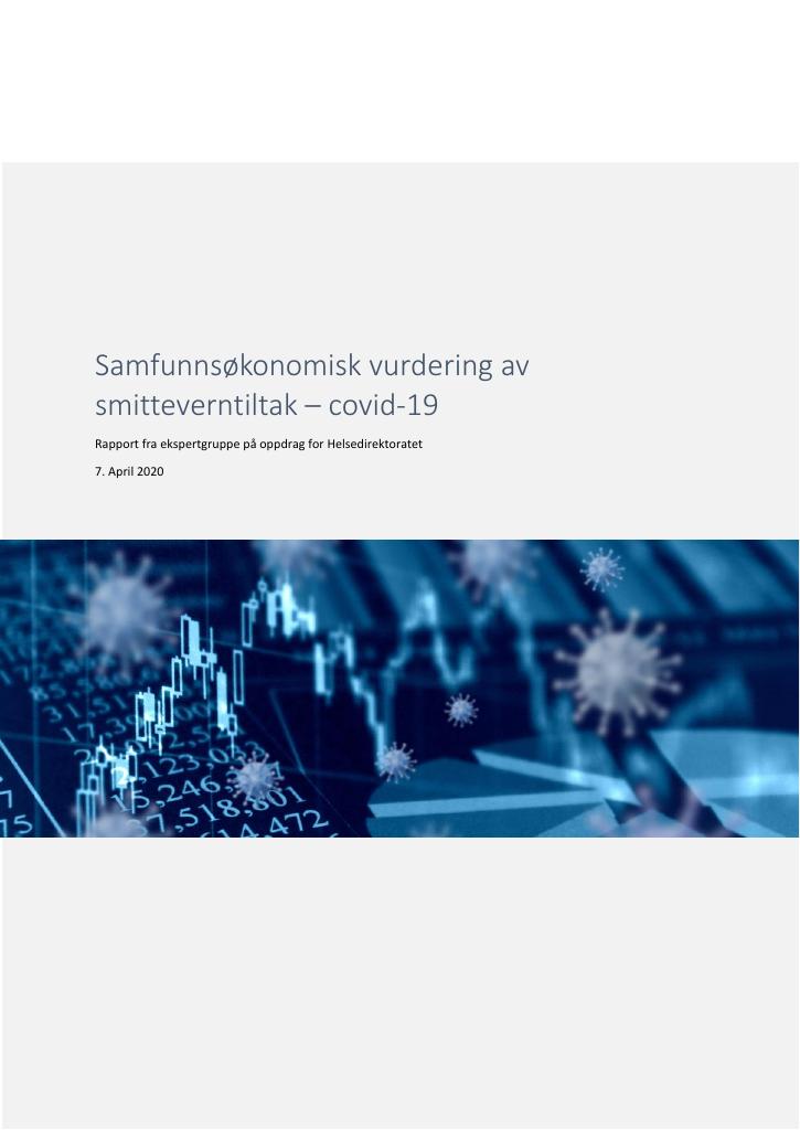 Forsiden av dokumentet Samfunnsøkonomisk vurdering av smitteverntiltak – covid-19