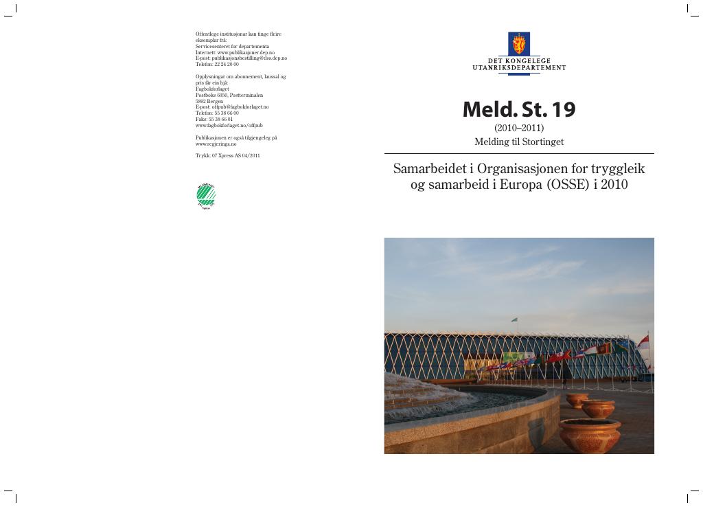 Forsiden av dokumentet Meld. St. 19 (2010–2011)