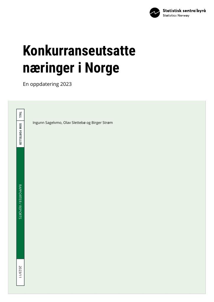 Forsiden av dokumentet Konkurranseutsatte næringer i Norge : En oppdatering 2023