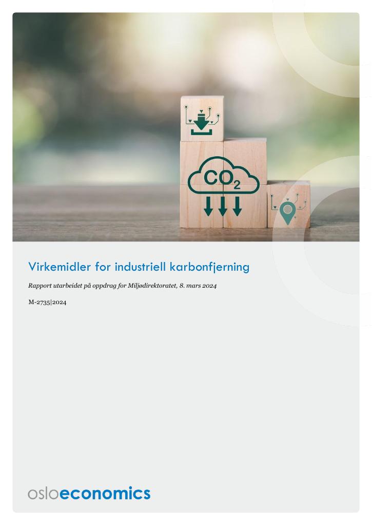 Forsiden av dokumentet Virkemidler for industriell karbonfjerning : M-2735