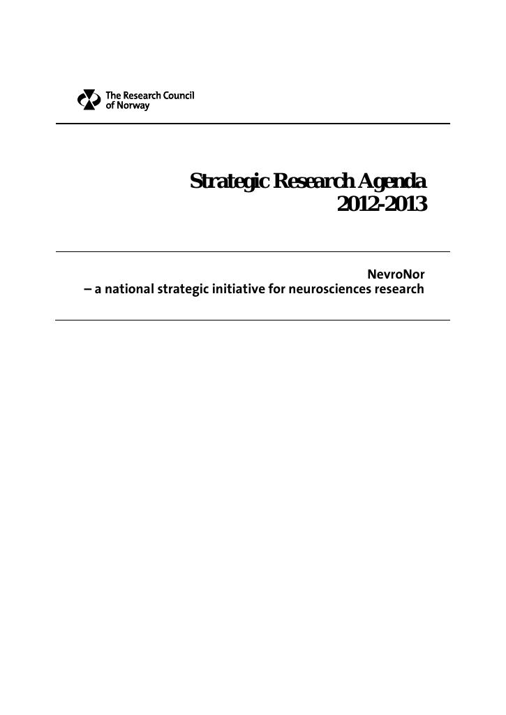 Forsiden av dokumentet Strategic Research Agenda 2012-2013