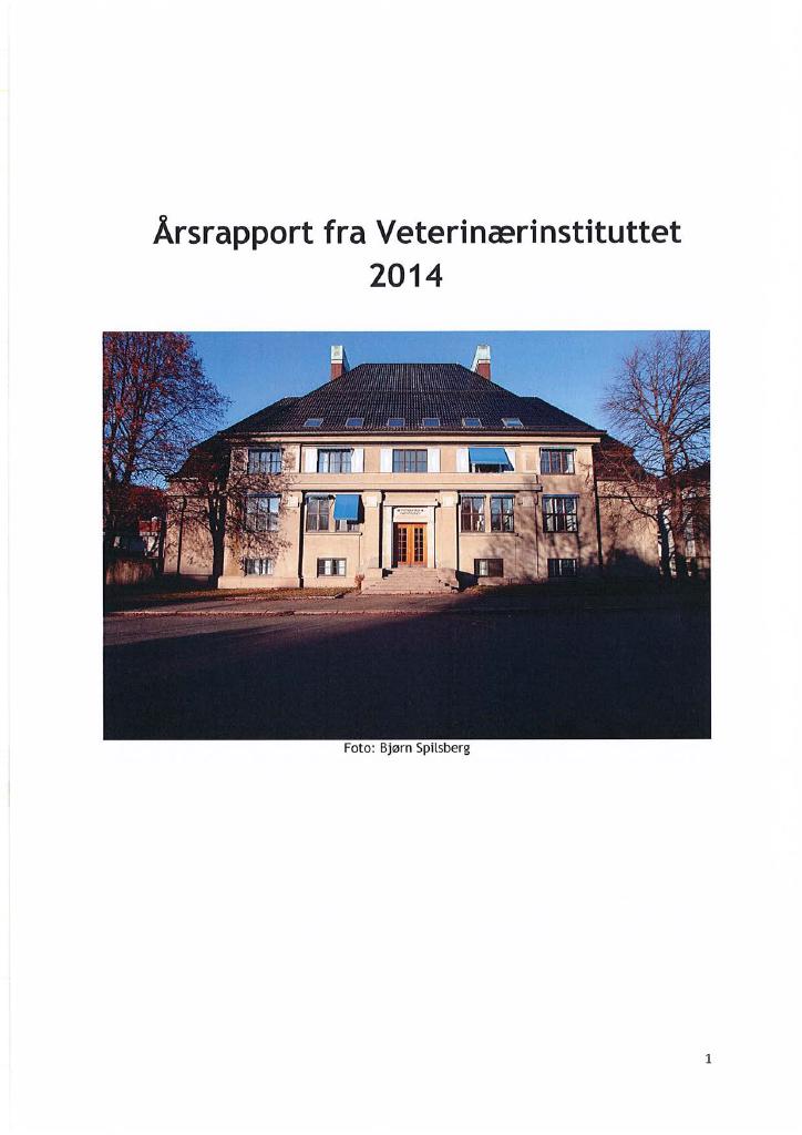 Forsiden av dokumentet Årsrapport Veterinærinstituttet 2014