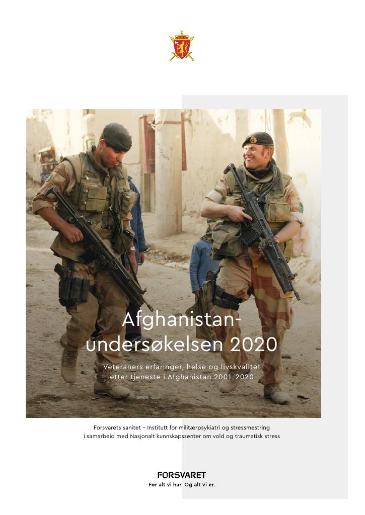 Forsiden av dokumentet Afghanistanundersøkelsen 2020 - Veteraners erfaringer, helse og livskvalitet etter tjeneste i Afghanistan 2001-2020