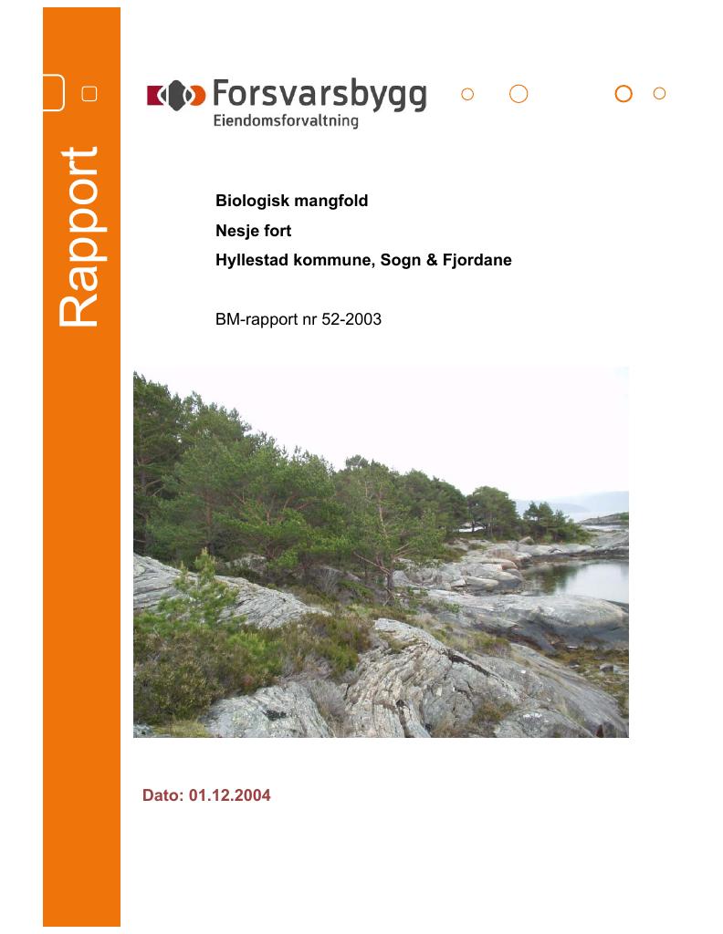 Forsiden av dokumentet Biologisk mangfold Nesje fort Hyllestad kommune, Sogn & Fjordane :