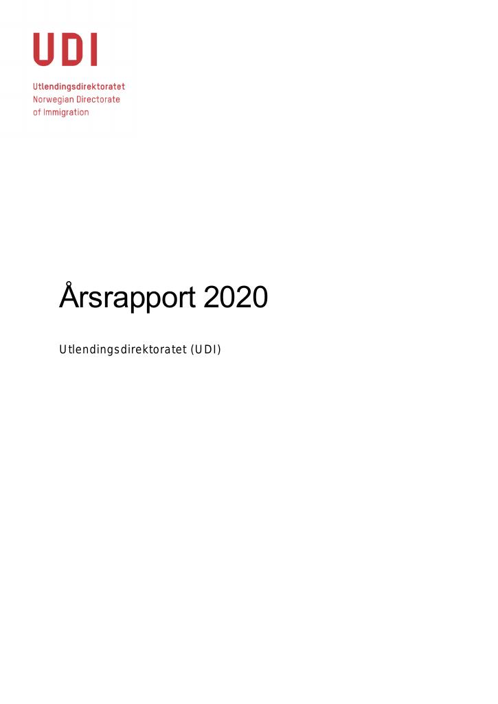 Forsiden av dokumentet Årsrapport Utlendingsdirektoratet 2020