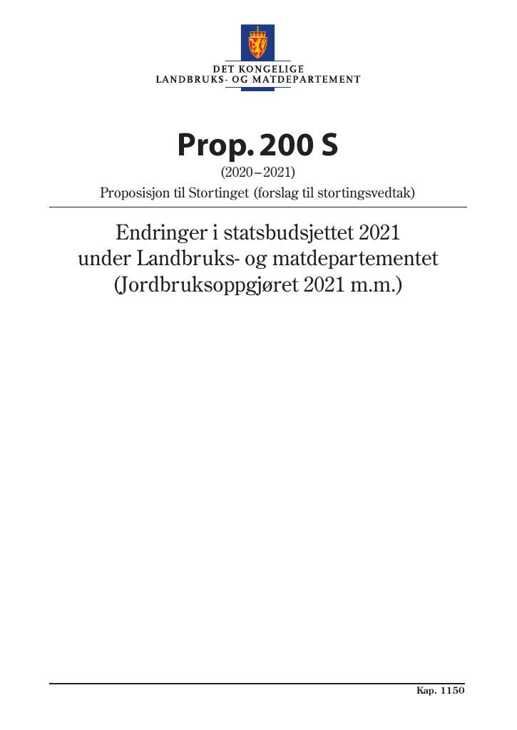 Forsiden av dokumentet Prop. 200 S (2020–2021)