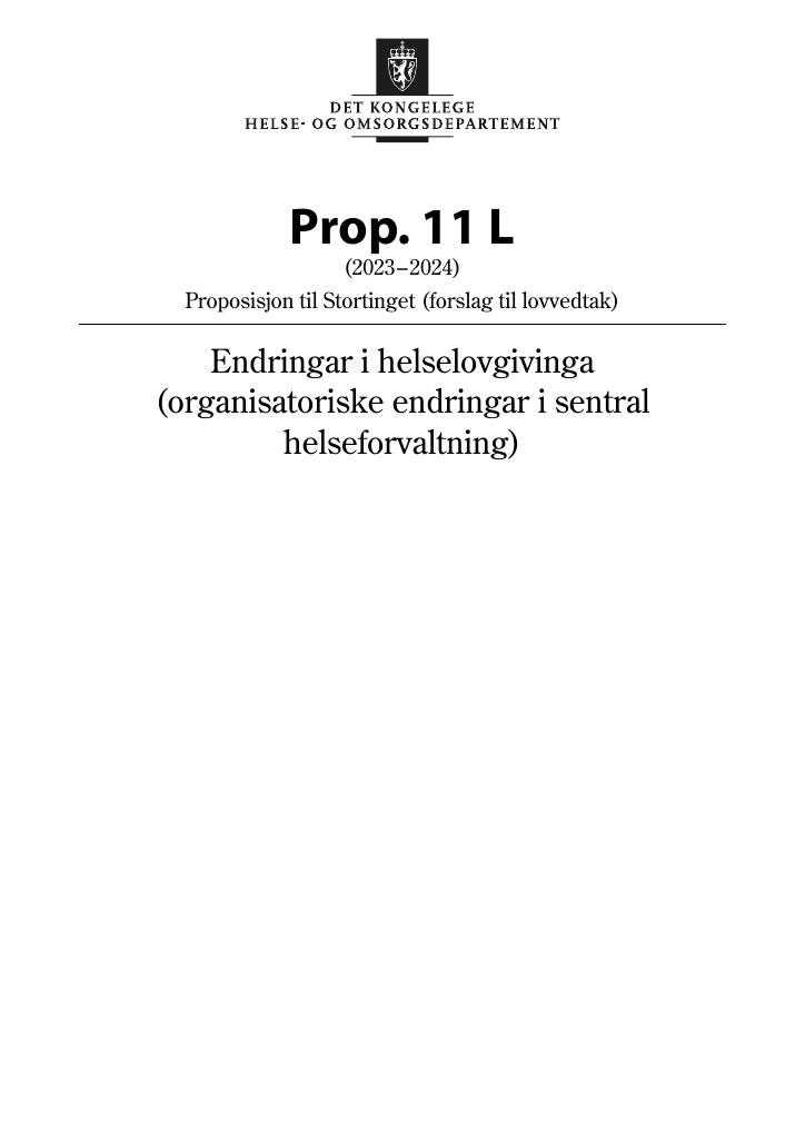 Forsiden av dokumentet Prop. 11 L (2023–2024)