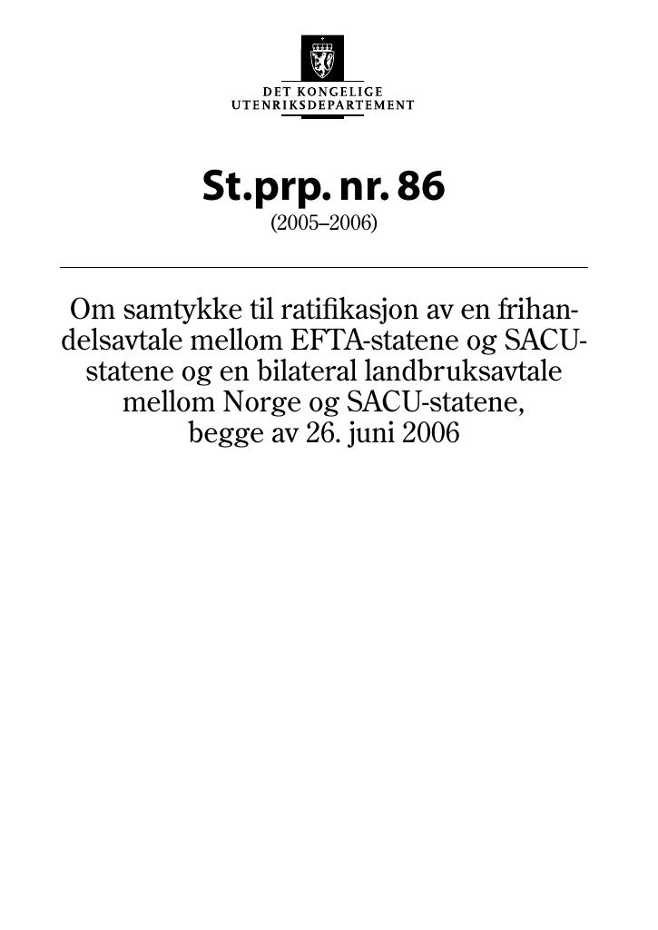 Forsiden av dokumentet St.prp. nr. 86 (2005-2006)