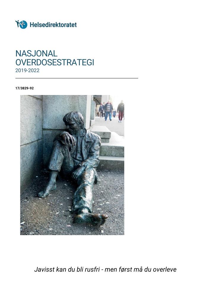 Forsiden av dokumentet Nasjonal overdosestrategi 2019-2022