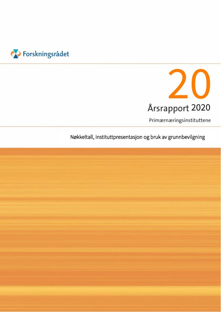 Forsiden av dokumentet Årsrapport Primærnæringsinstituttene 2020