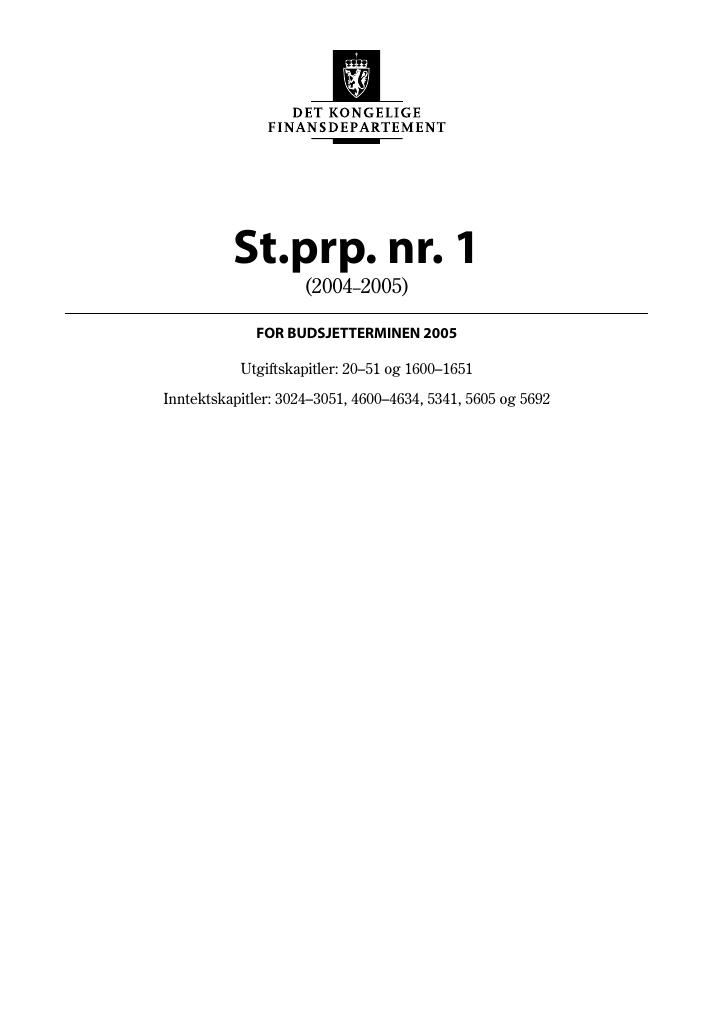 Forsiden av dokumentet St.prp. nr. 1 (2004-2005)