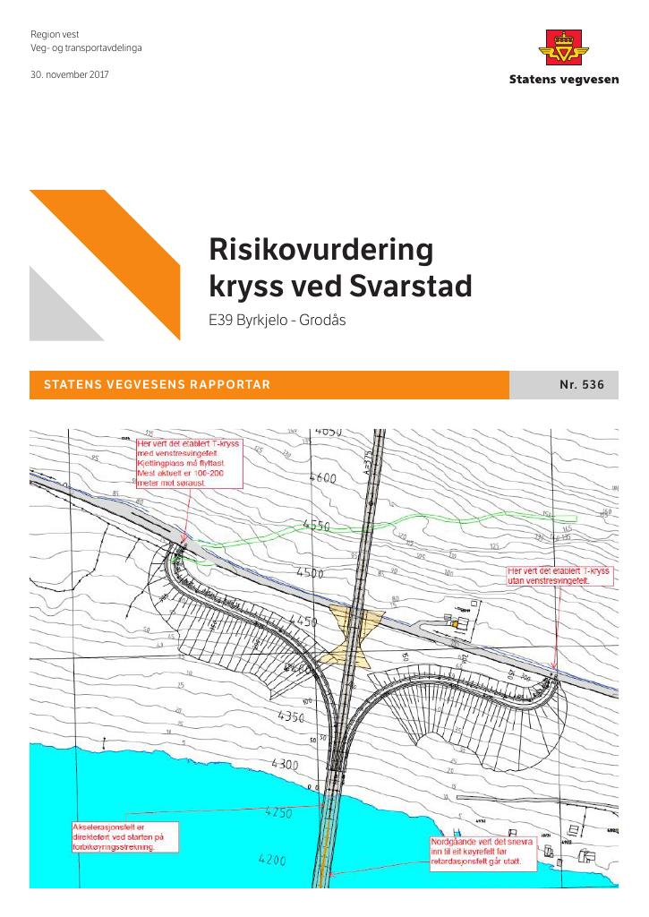 Forsiden av dokumentet Risikovurdering kryss ved Svarstad