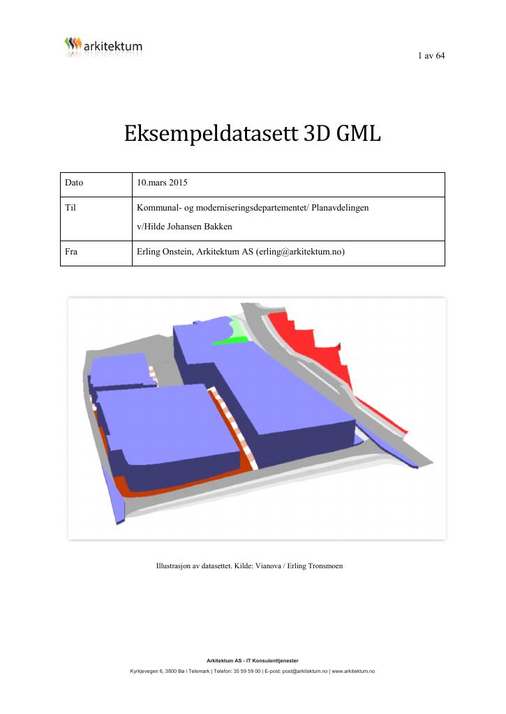 Forsiden av dokumentet Eksempeldatasett - 3D i Geography Markup language (GML)
