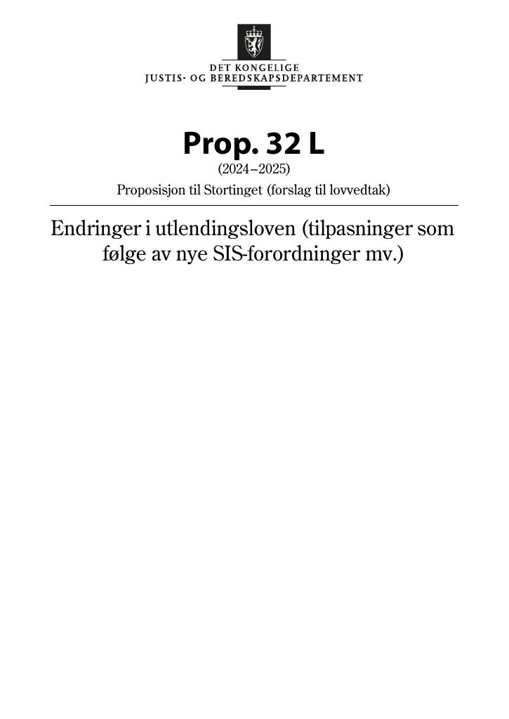 Forsiden av dokumentet Prop. 32 L (2024–2025)