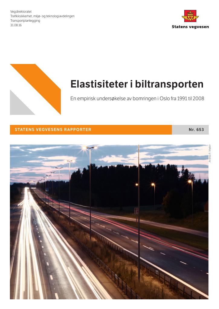 Forsiden av dokumentet Elastisiteter i biltransporten