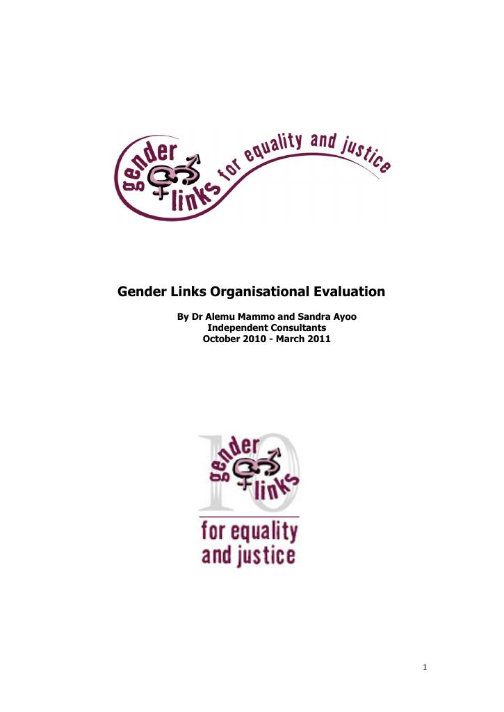 Forsiden av dokumentet Gender Links Organizational Evaluation