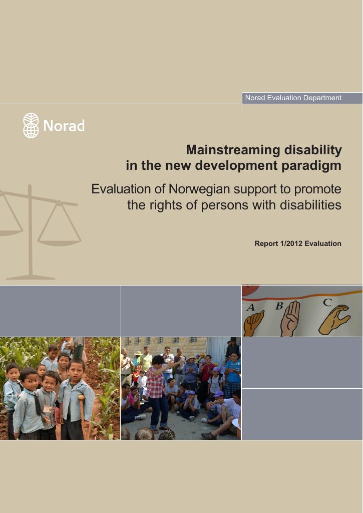 Forsiden av dokumentet Mainstreaming disability in the new development paradigm