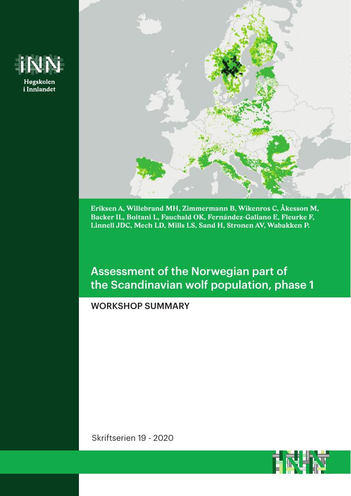 Forsiden av dokumentet Assessment of the Norwegian part of the Scandinavian wolf population, phase 1