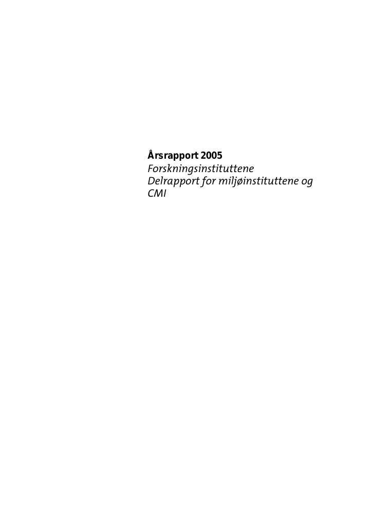 Forsiden av dokumentet Årsrapport Forskningsinstituttene 2005