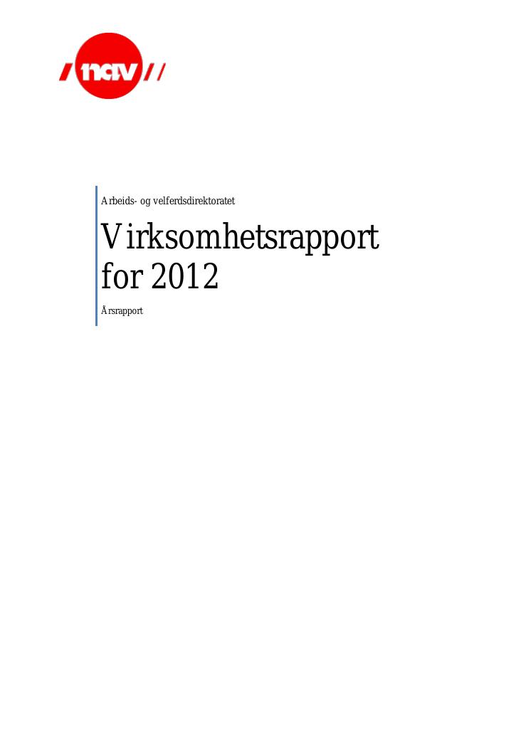 Forsiden av dokumentet Årsrapport NAV 2012