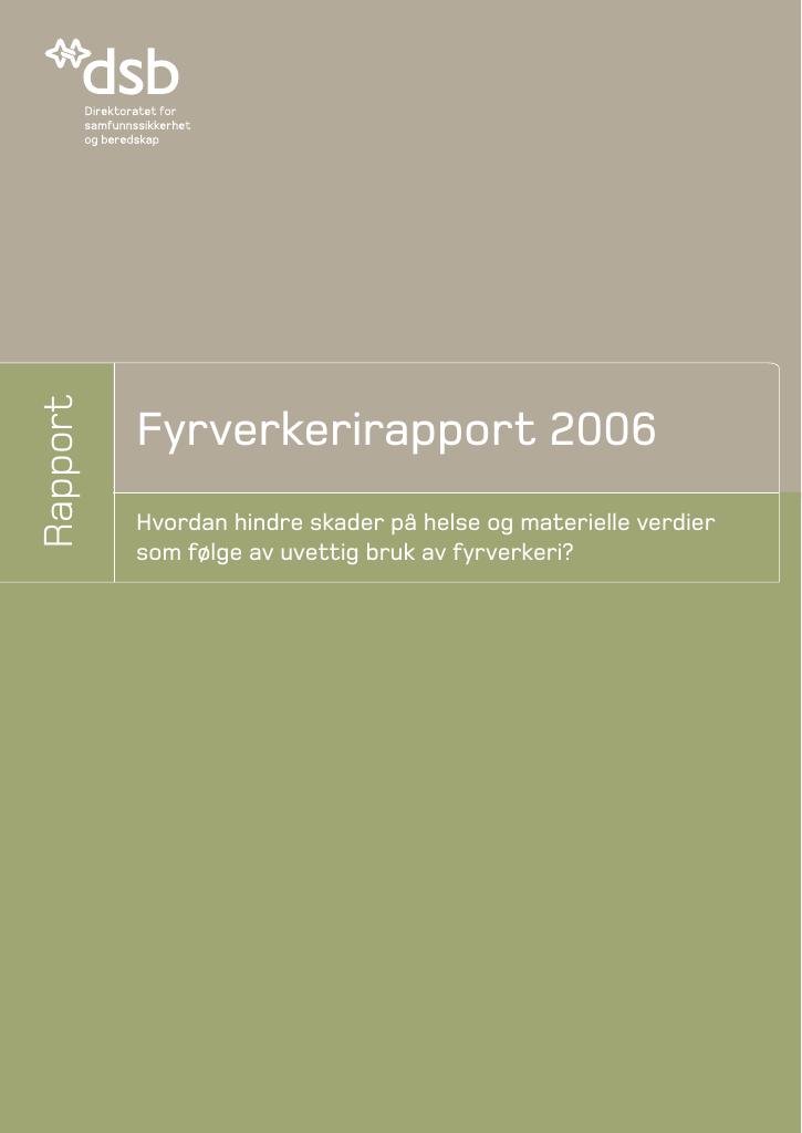 Forsiden av dokumentet Fyrverkerirapport 2006