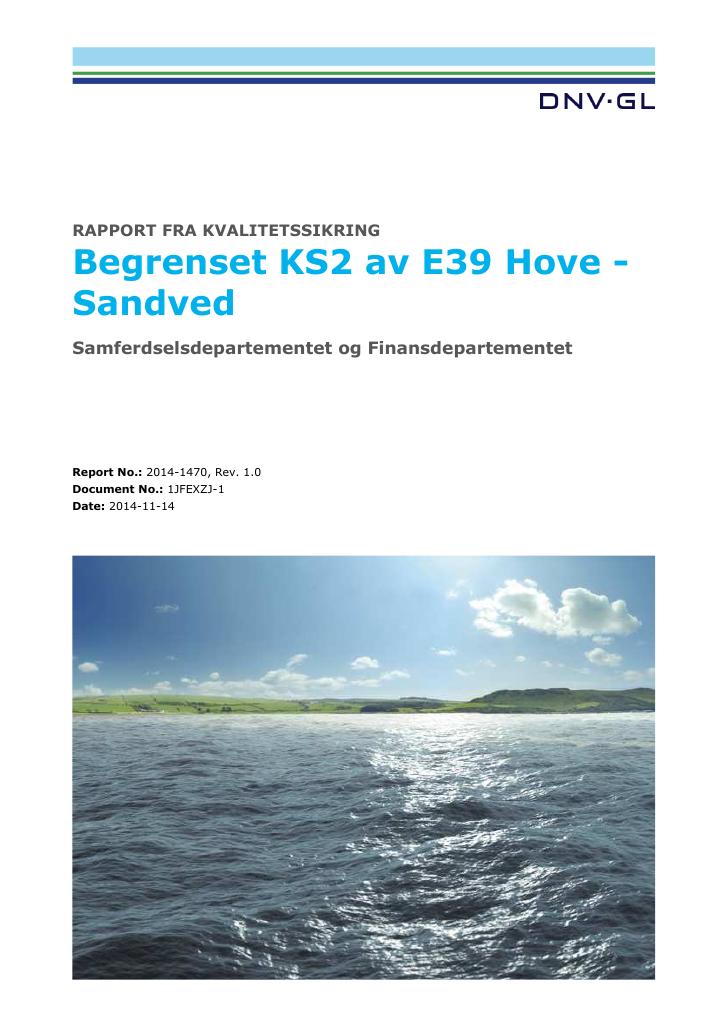 Forsiden av dokumentet E39 Hove - Sandved