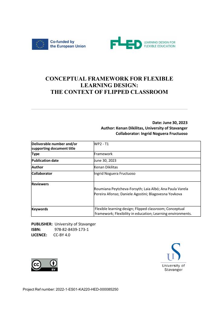 Forsiden av dokumentet Conceptual framework for flexible learning design : the context of flipped classroom