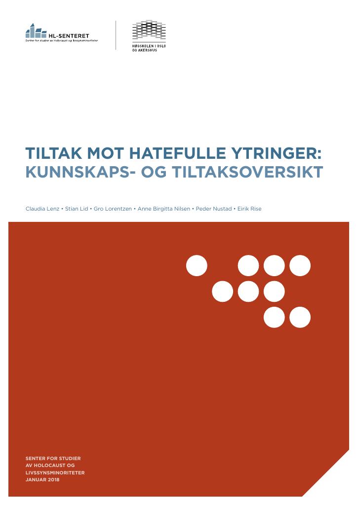 Forsiden av dokumentet Tiltak mot hatefulle ytringer. Kunnskaps- og tiltaksoversikt.