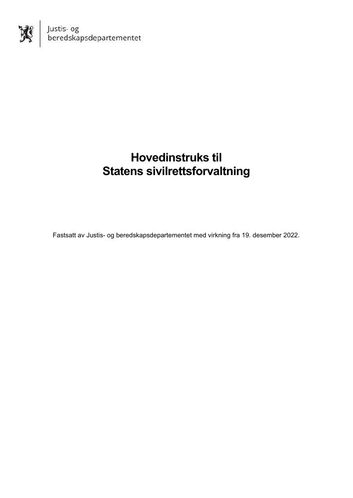 Forsiden av dokumentet Instruks Statens sivilrettsforvaltning 2023