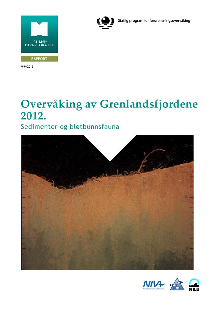 Forsiden av dokumentet Overvåking av Grenlandsfjordene 2012