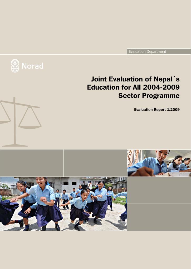 Forsiden av dokumentet Joint Evaluation of Nepal´s Education for All 2004-2009 Sector Programme