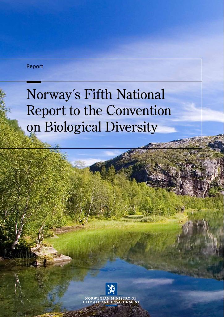 Forsiden av dokumentet Norway’s fifth national report to the Convention on Biological Diversity