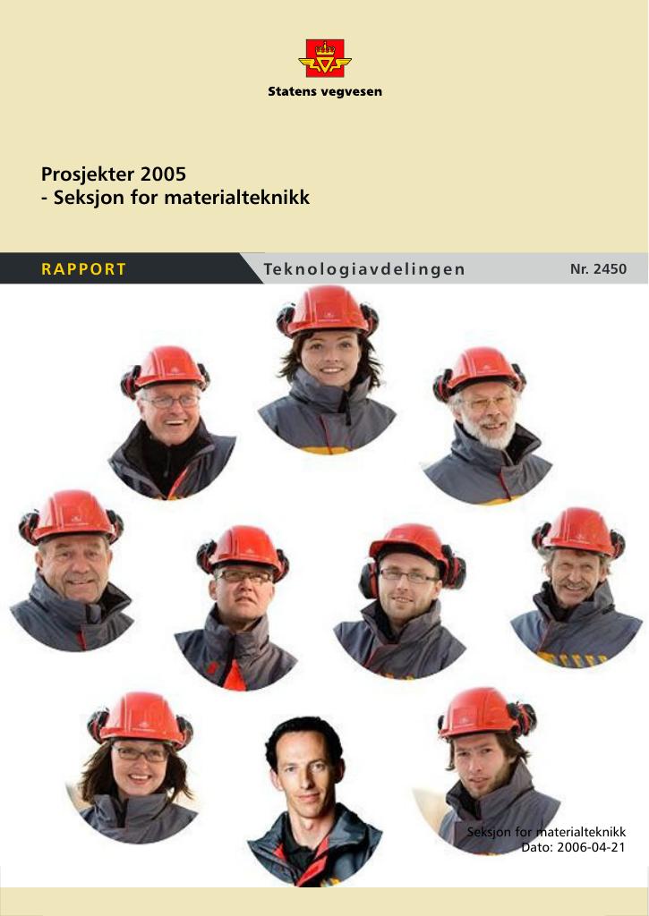 Forsiden av dokumentet Prosjekter 2005 - Seksjon for materialteknikk