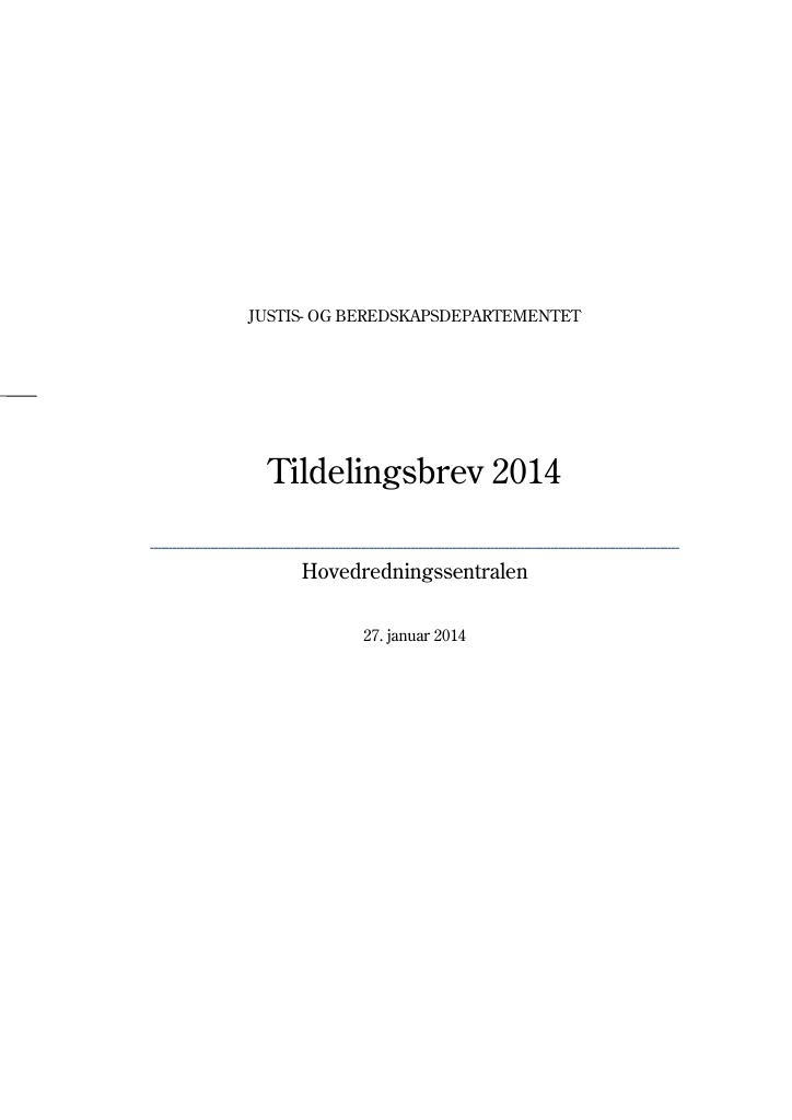 Forsiden av dokumentet Tildelingsbrev (PDF)