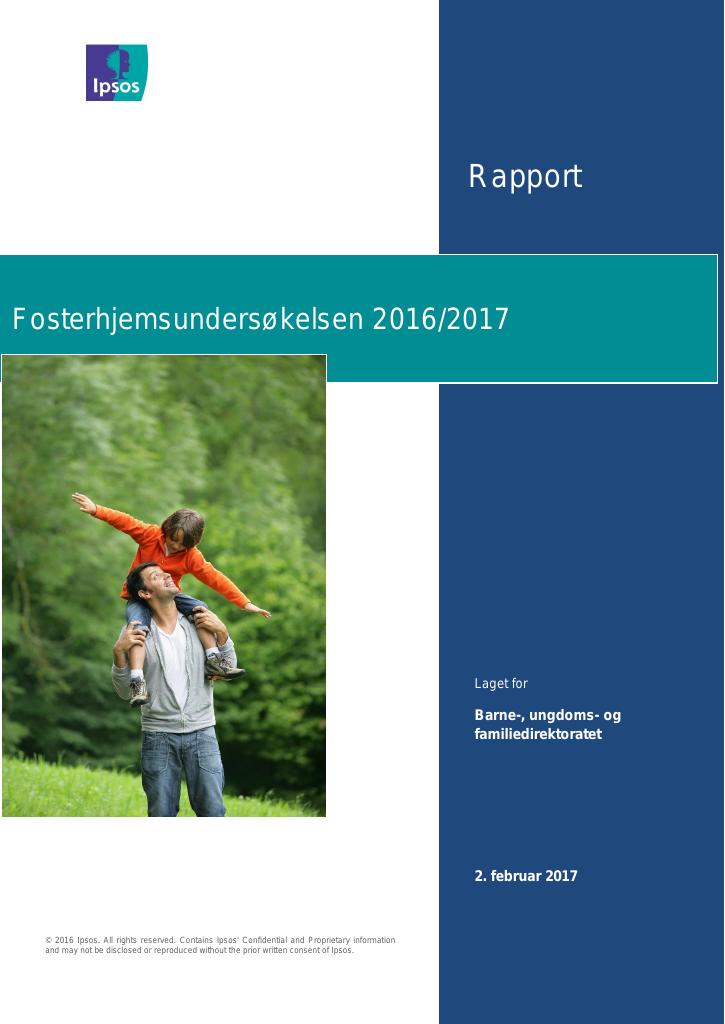 Forsiden av dokumentet Fosterhjemsundersøkelsen 2016/2017