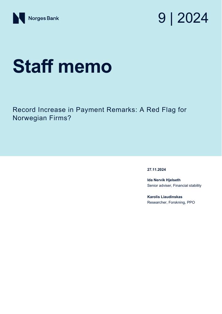 Forsiden av dokumentet Record Increase in Payment Remarks: A Red Flag for Norwegian Firms?