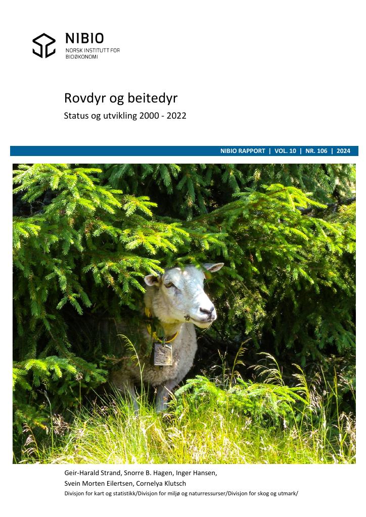 Forsiden av dokumentet Rovdyr og beitedyr. Status og utvikling 2000 – 2022