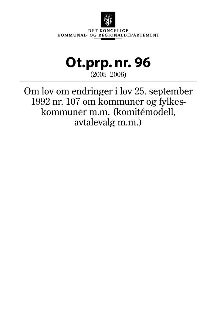 Forsiden av dokumentet Ot.prp. nr. 96 (2005-2006)