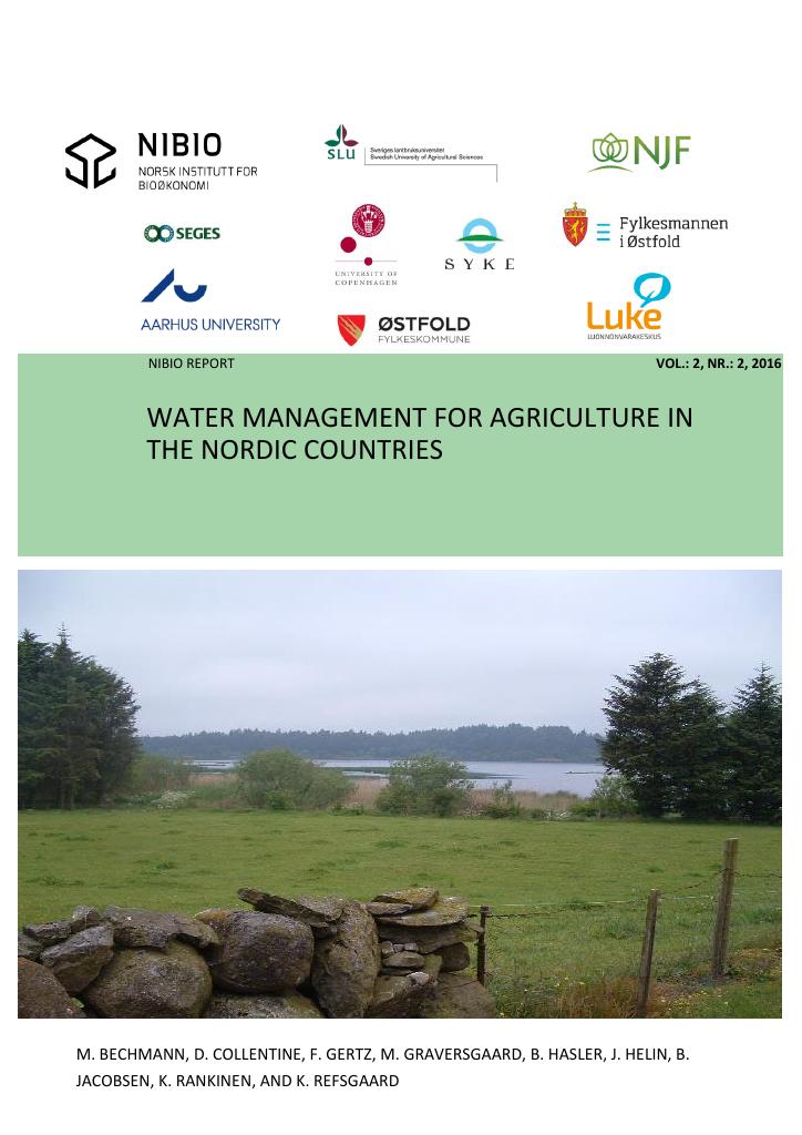 Forsiden av dokumentet Water management for agriculture in the Nordic countries