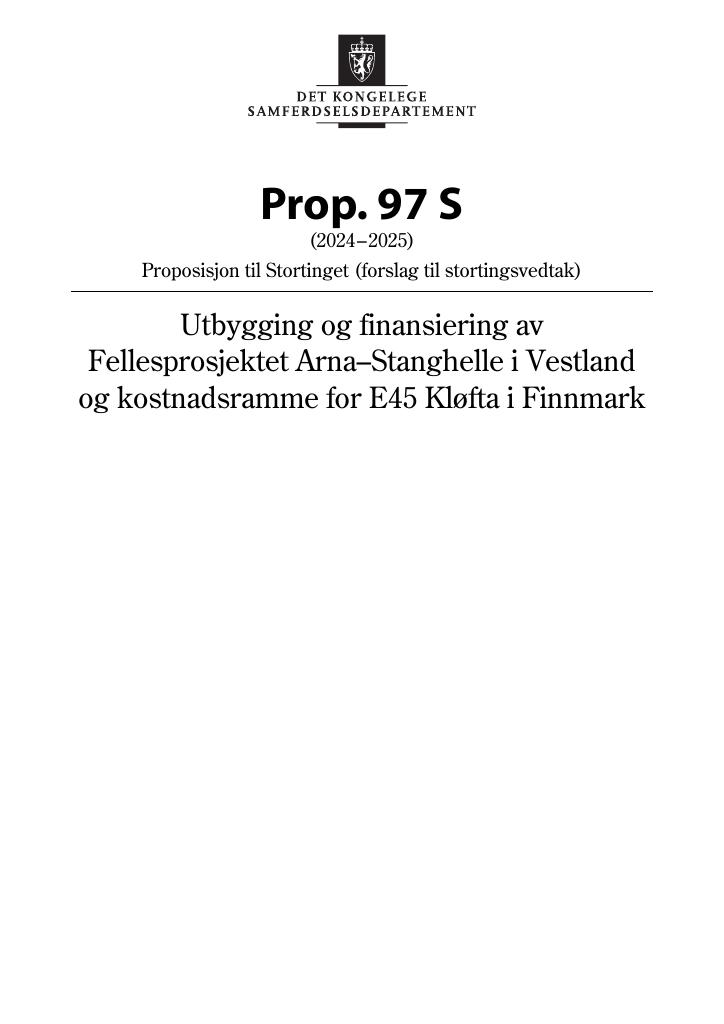 Forsiden av dokumentet Prop. 97 S (2024–2025)
