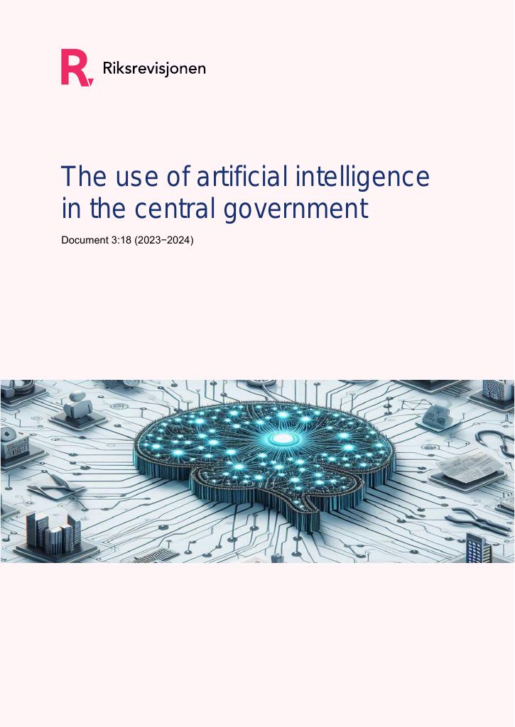 Forsiden av dokumentet The use of artificial intelligence in the central government