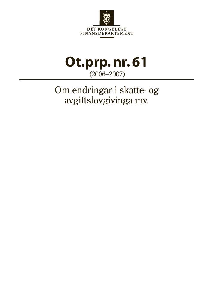 Forsiden av dokumentet Ot.prp. nr. 61 (2006-2007)