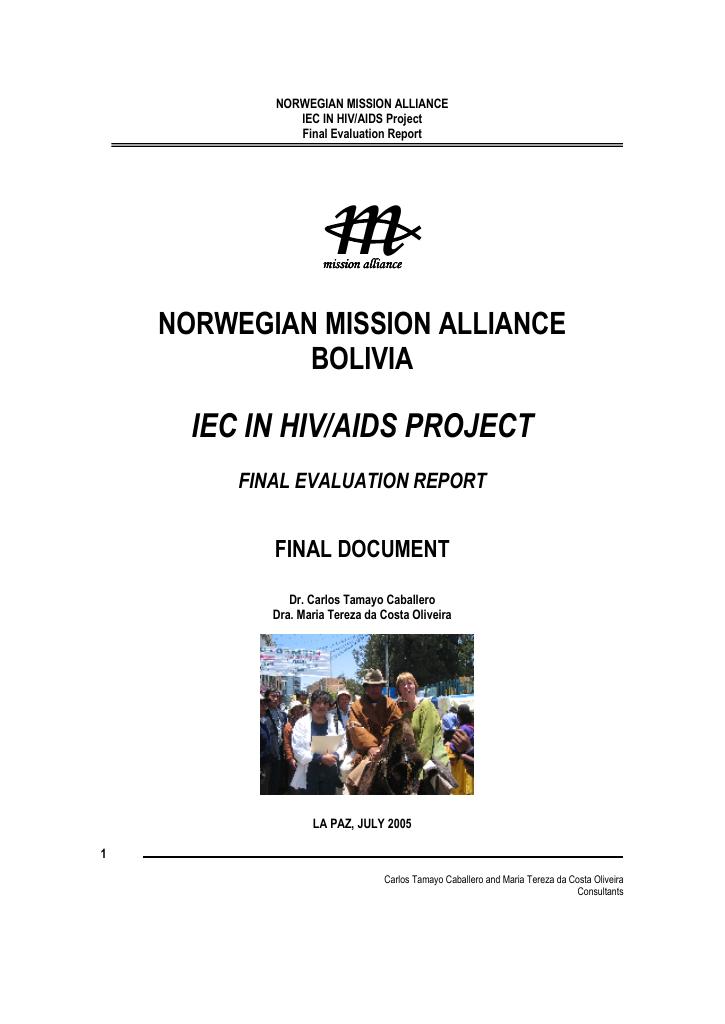 Forsiden av dokumentet IEC in HIV/AIDS project. Final evaluation report.(Information, Education and Communication)