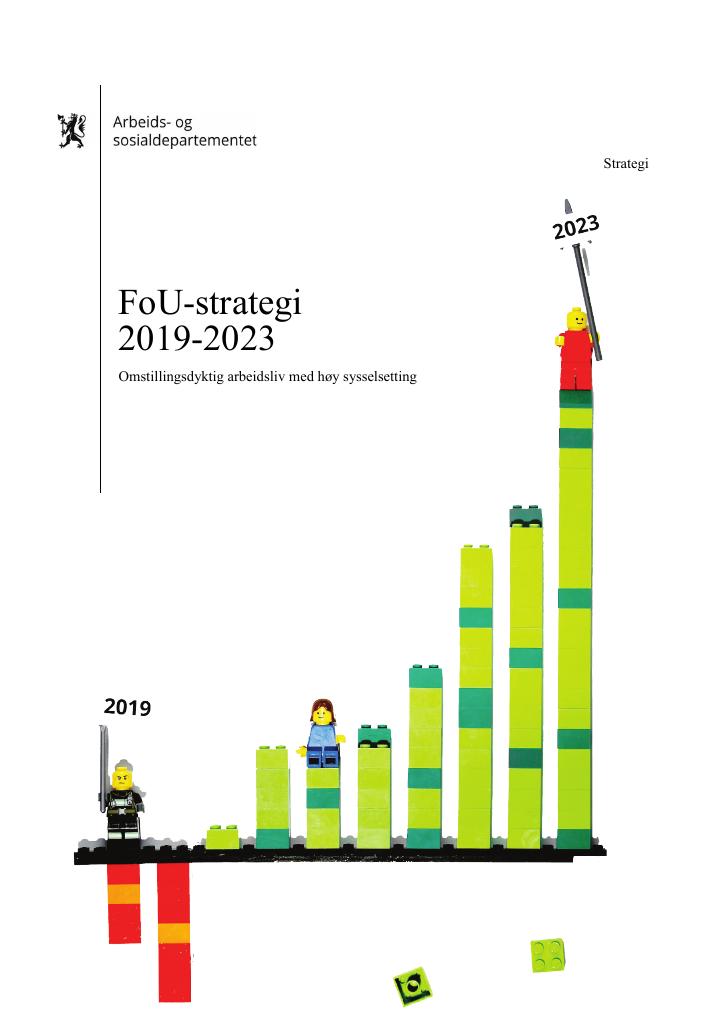 Forsiden av dokumentet Arbeids- og sosialdepartementets FoU-strategi 2019–2023