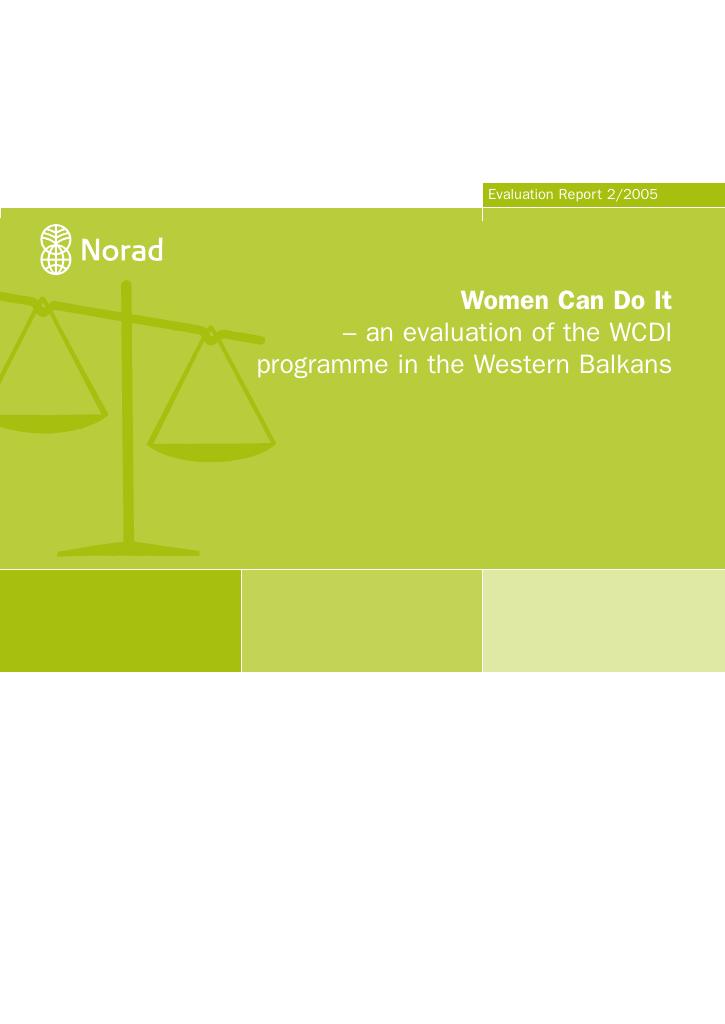 Forsiden av dokumentet Women can do it - an evaluation of the WCDI programme in the Western Balkans