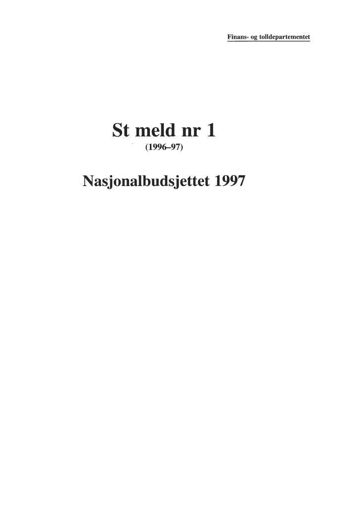 Forsiden av dokumentet Meld. St. 1 (1996–1997)