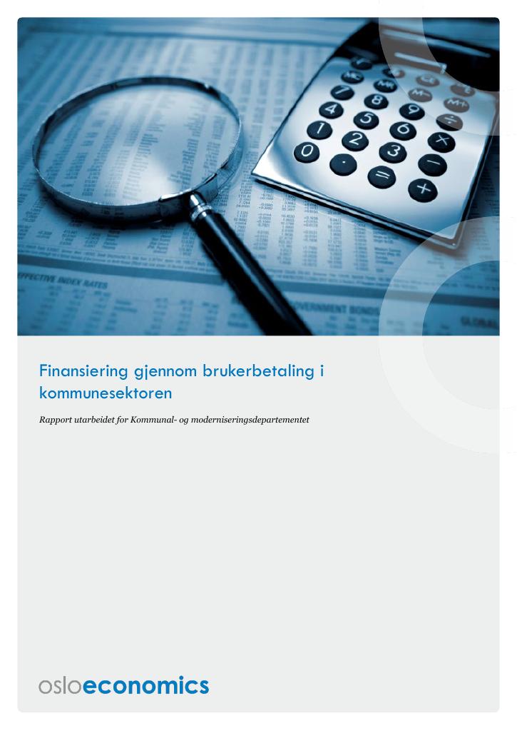 Forsiden av dokumentet Finansiering gjennom brukerbetaling i kommunesektoren